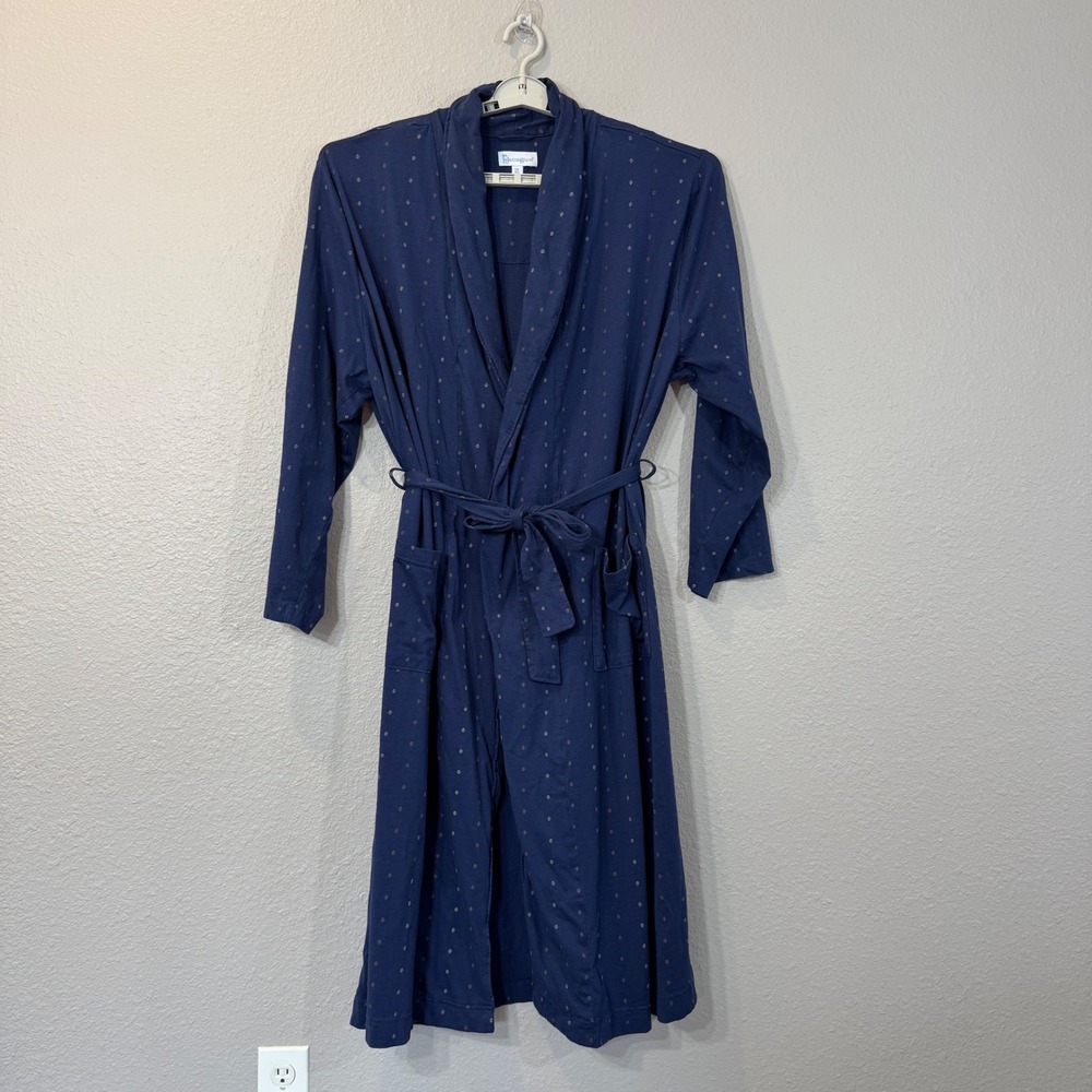 PajamaGram Men's Size XXL Navy Diamond Pattern 100% Cotton Wrap Robe PJG-M4560